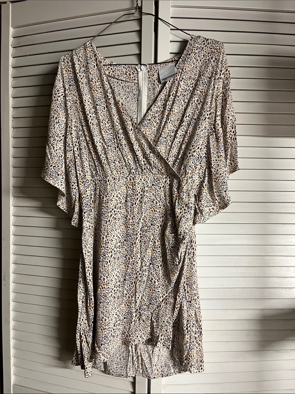 Skylar + Madison Beige and Black Leopard Print Wrap Dress